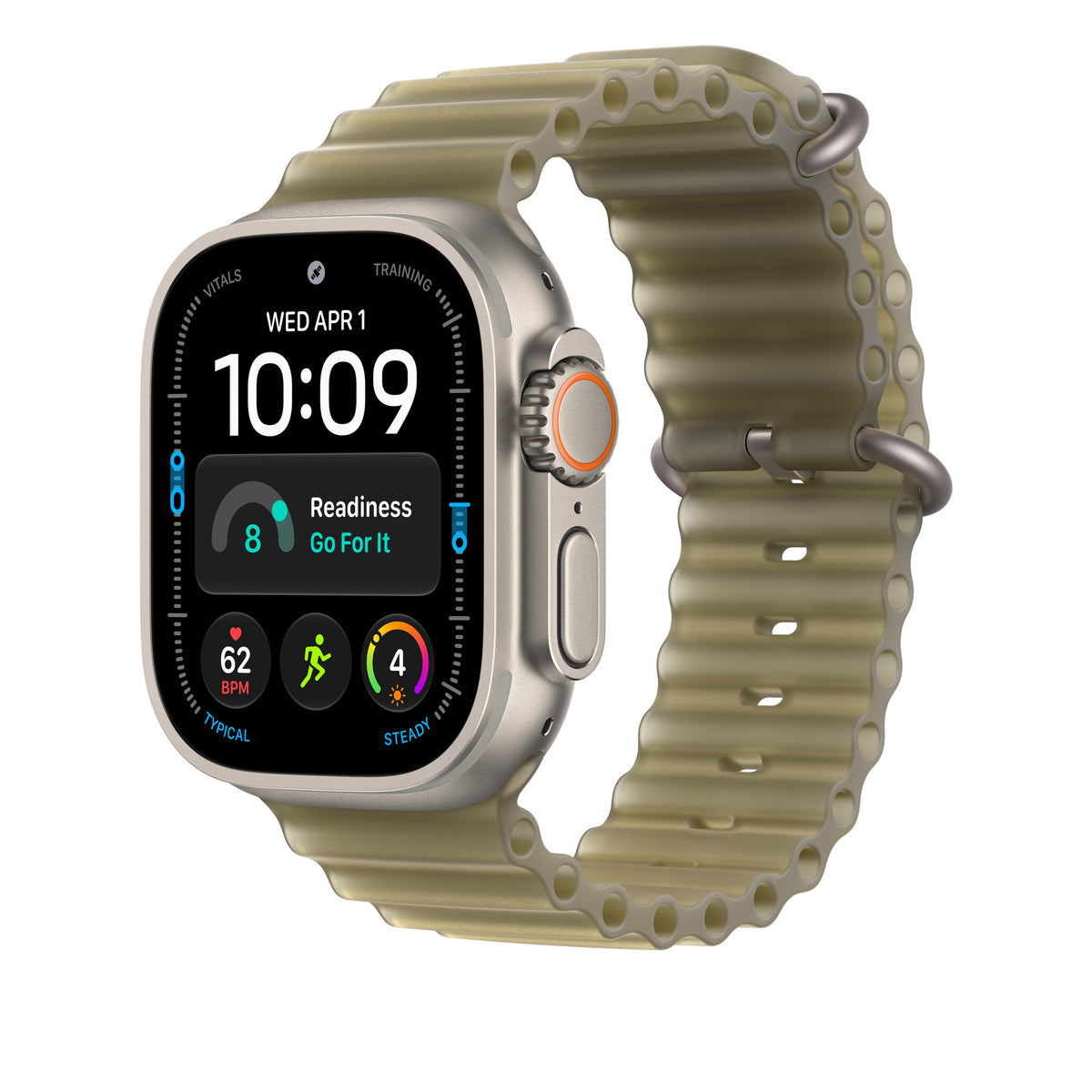 Apple Ocean-rem i halvtransparent tanggrøn, 49 mm - i farven naturligt titanium
