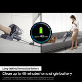 Samsung VS15A60AGR5 stav støvsuger & elektrisk kost 2-i-1 stangstøvsuger Batteri Dry HEPA Poseløs 150 W Sølv