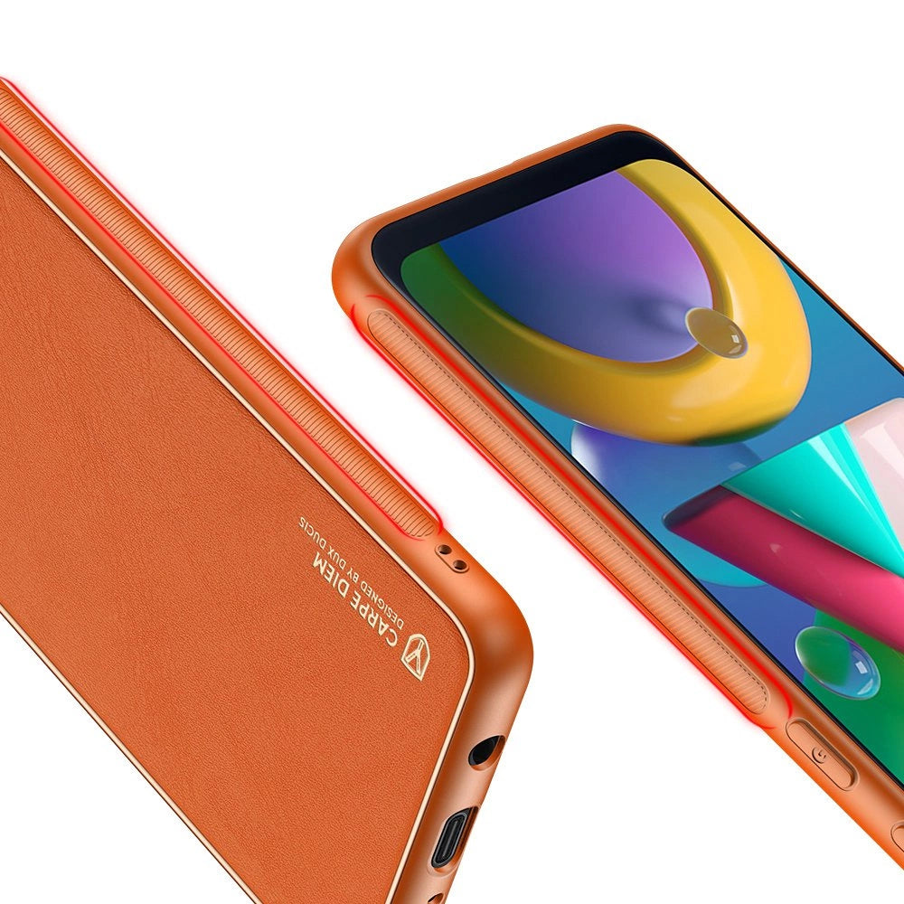 Dux Ducis Yolo elegant kuffert lavet af blødt TPU og PU læder til Samsung Galaxy M30s orange