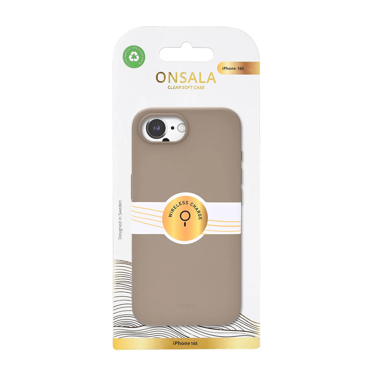 Onsala Mobilcover iPhone 16e Silikoneffekt Genanvendt Summer Sand
