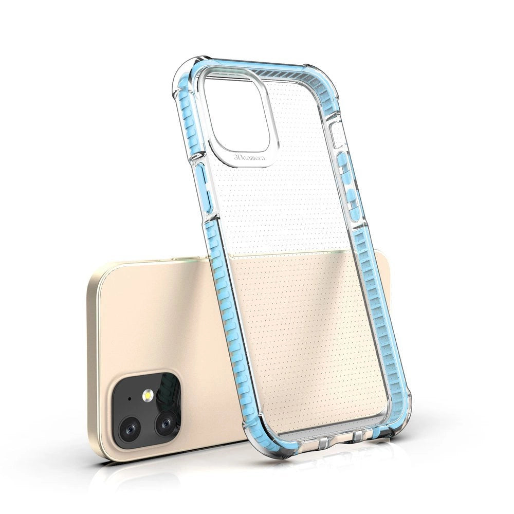 Spring Armor klar TPU gel robust beskyttende dække med farverige ramme til iPhone 12 mini blå
