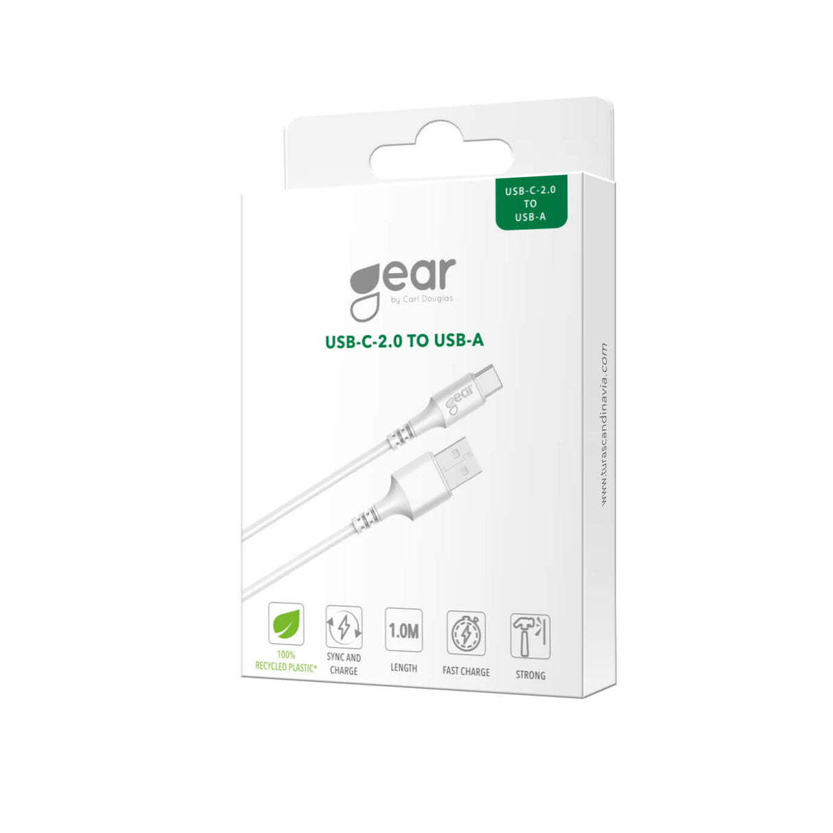 Gear Charging Cable Usb A Usb C 2.0 1,0m Gen2 Rundt Kabel Hvid