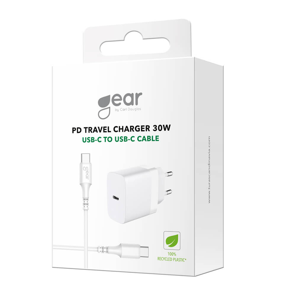 Gear Charger 220 V 1x Usb C White Pd/Pps 30 W +1m Cable Usb C To Usb C