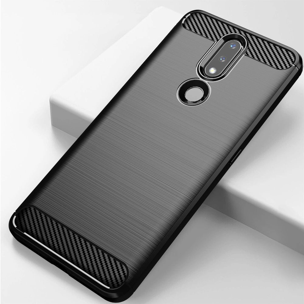 Carbon Case Flexible Cover TPU Case til Nokia 2.4 sort