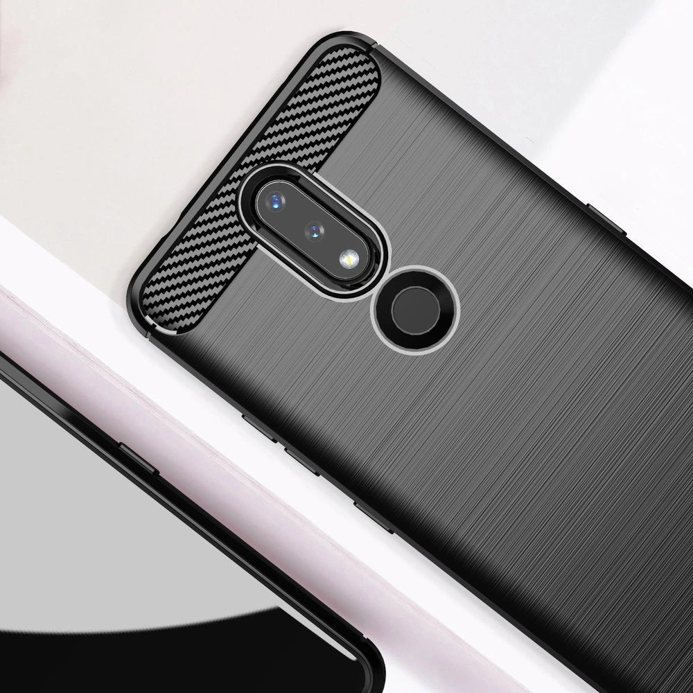 Carbon Case Flexible Cover TPU Case til Nokia 2.4 sort