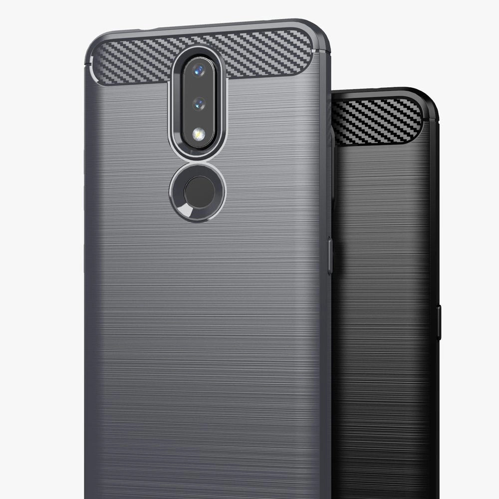 Carbon Case Flexible Cover TPU Case til Nokia 2.4 sort