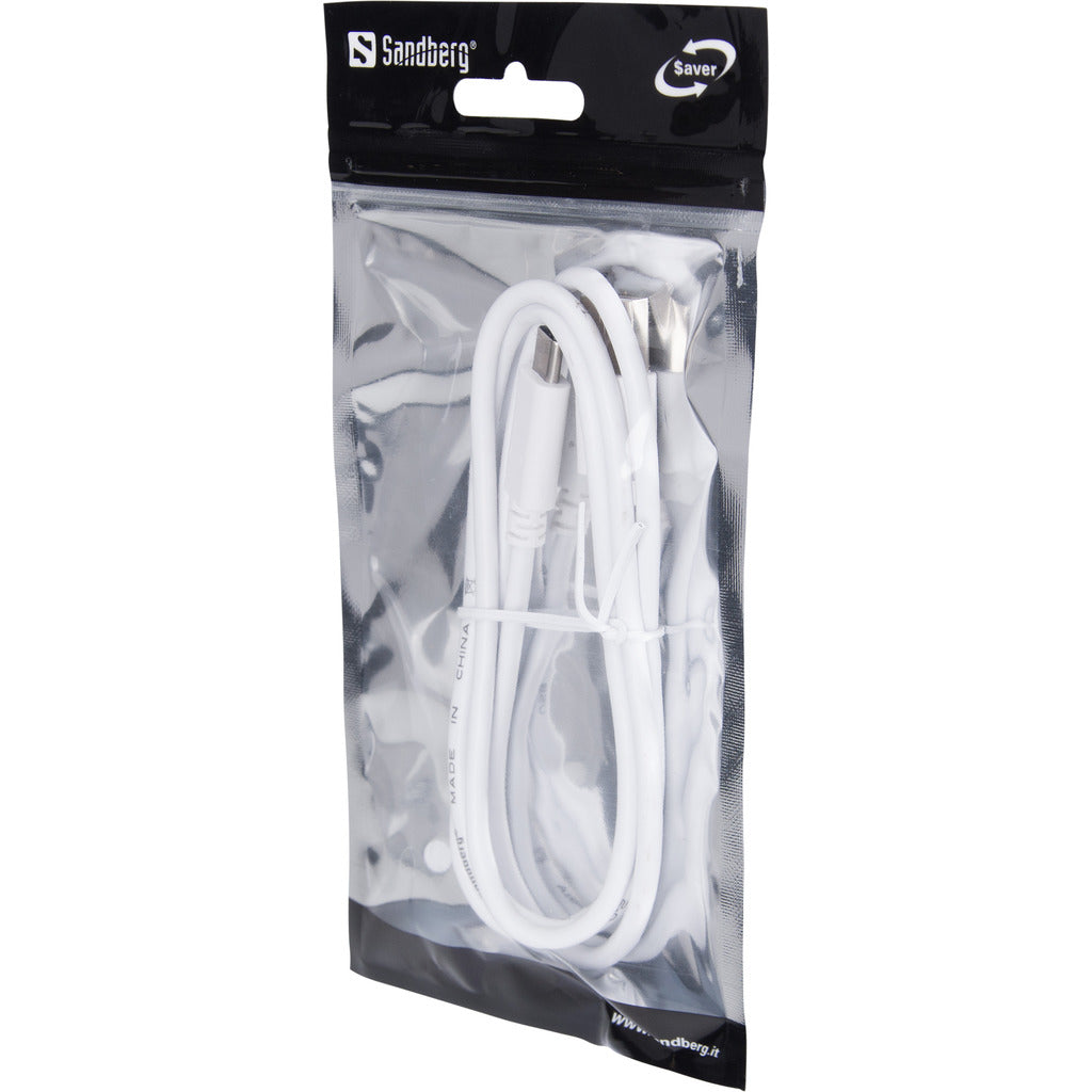 USB-C to USB-A 2.0 Cable SAVER, White (1m)