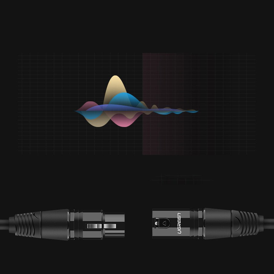 Ugreen AV130 66717 audio XLR (kvindelig) - XLR (mandlig) kabel til mikrofon / forstærker 2m - sort