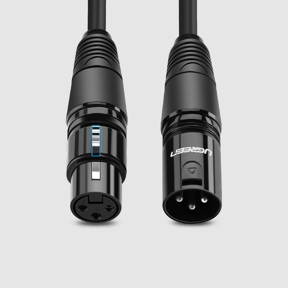 Ugreen AV130 66717 audio XLR (kvindelig) - XLR (mandlig) kabel til mikrofon / forstærker 2m - sort