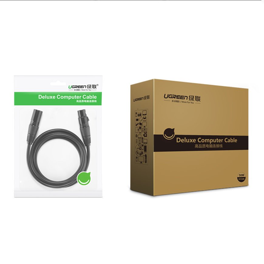 Ugreen AV130 66717 audio XLR (kvindelig) - XLR (mandlig) kabel til mikrofon / forstærker 2m - sort
