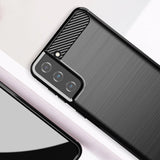 Carbon Case Flexible Cover TPU Case til Samsung Galaxy S21+ 5G (S21 Plus 5G) sort