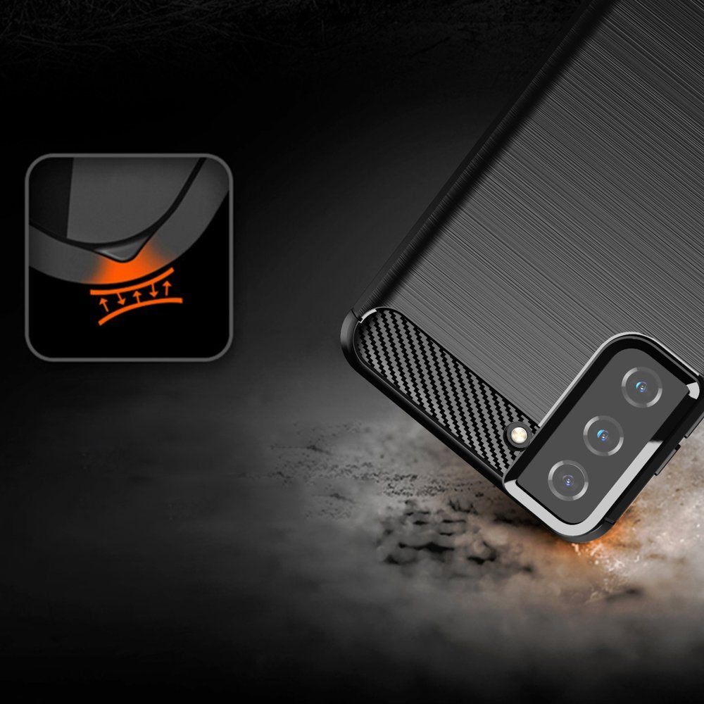 Carbon Case Flexible Cover TPU Case til Samsung Galaxy S21+ 5G (S21 Plus 5G) blå