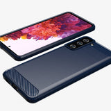 Carbon Case Flexible Cover TPU Case til Samsung Galaxy S21+ 5G (S21 Plus 5G) blå