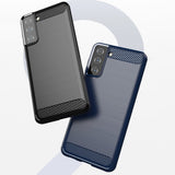 Carbon Case Flexible Cover TPU Case til Samsung Galaxy S21+ 5G (S21 Plus 5G) blå
