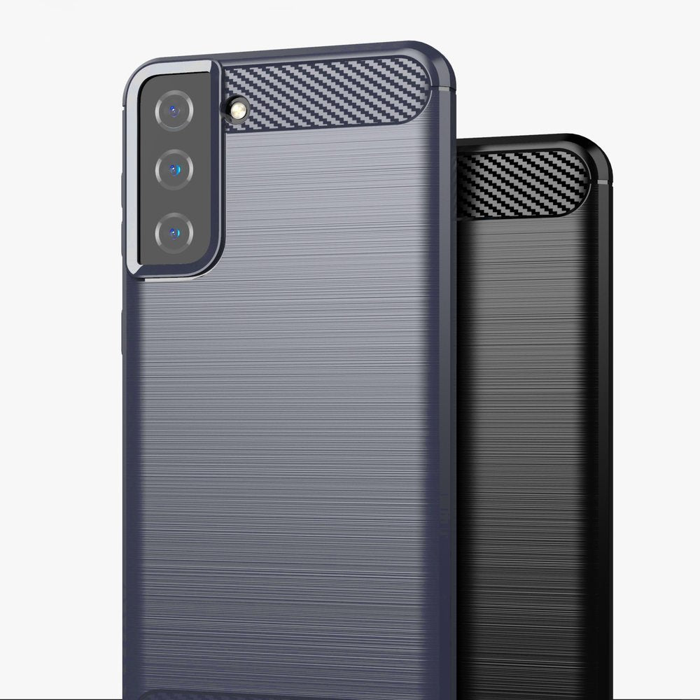 Carbon Case Flexible Cover TPU Case til Samsung Galaxy S21+ 5G (S21 Plus 5G) blå