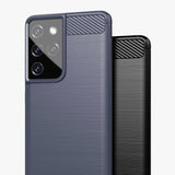 Carbon Case Flexible Cover TPU Case til Samsung Galaxy S21 Ultra 5G blå