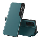 Eco læder View Case elegant bogreol type sag med kickstand til Samsung Galaxy A72 4G grøn
