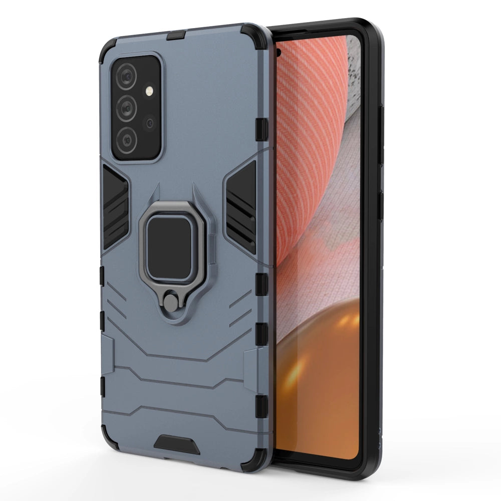 Ring Armor Case Kickstand Tough Rugged Cover til Samsung Galaxy A72 4G blå