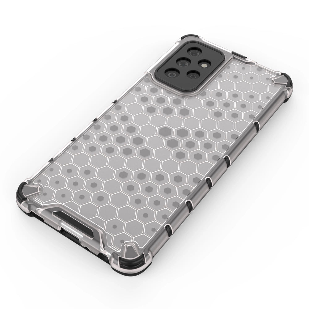 Honeycomb Case rustning med TPU Bumper til Samsung Galaxy A72 4G gennemsigtig