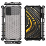 Honeycomb Case rustning med TPU Bumper til Xiaomi Poco M3 gennemsigtig