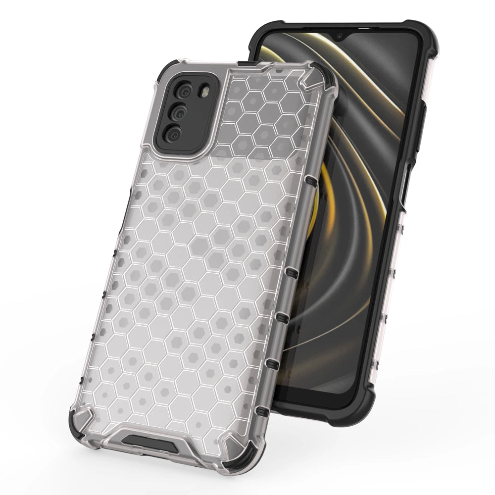 Honeycomb Case rustning med TPU Bumper til Xiaomi Poco M3 gennemsigtig
