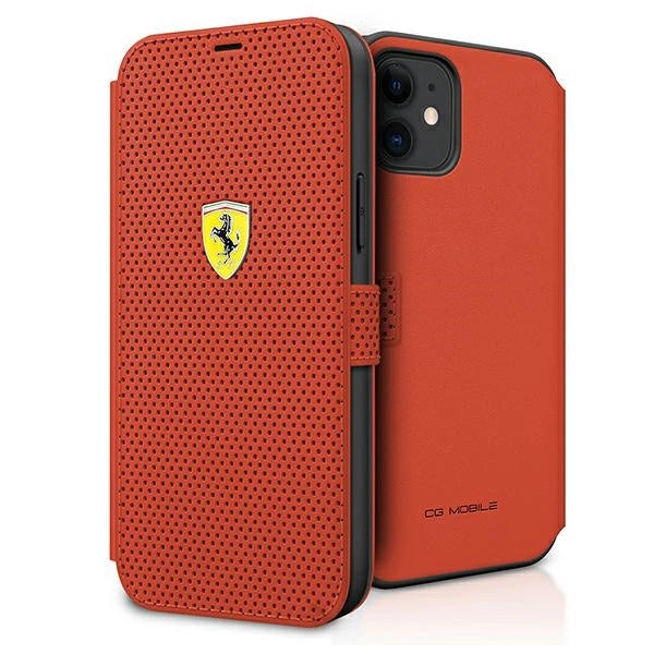 Ferrari FESPEFLBKP12SRE iPhone 12 mini 5.4" rød/rød bog på sporet perforeret