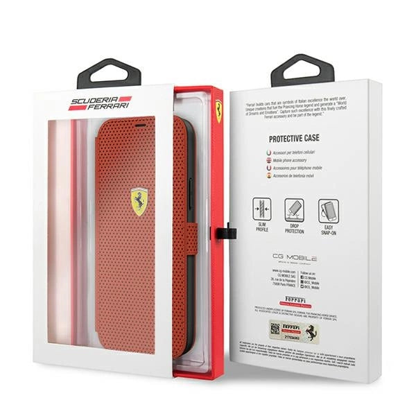 Ferrari FESPEFLBKP12SRE iPhone 12 mini 5.4" rød/rød bog på sporet perforeret