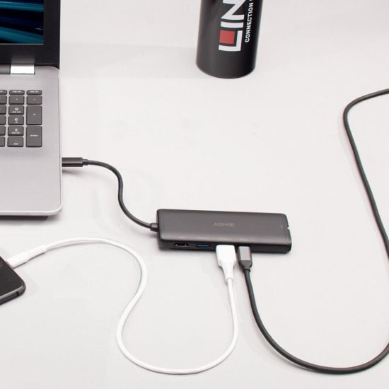 Lindy DST-Mini USB-C Laptop Mini Docking Station with 4K Support and 100W Pass-Through Charging