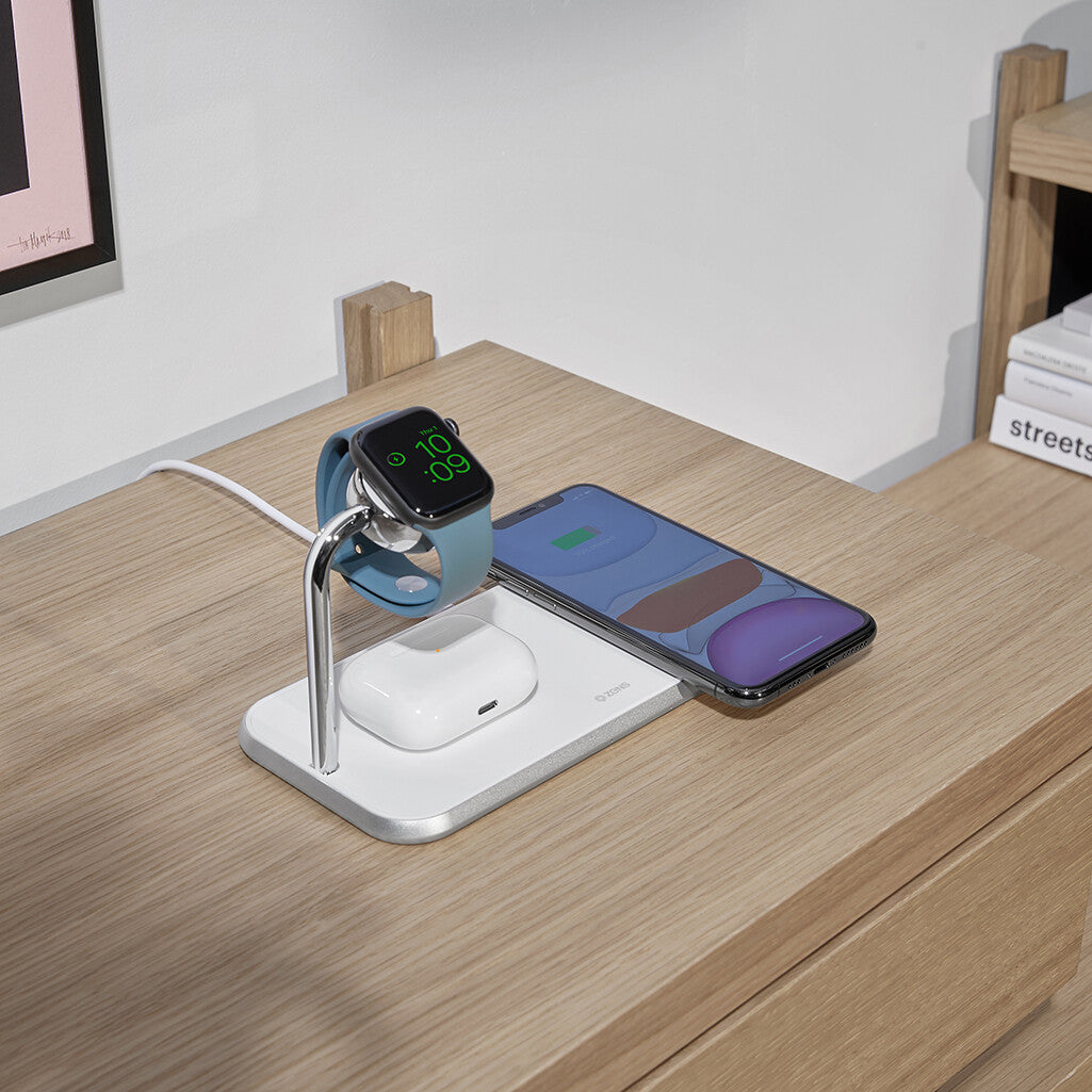 ZENS ZEDC05W Hovedtelefoner, Smartphone, SmartWatch Hvid Vekselstrøm Trådløs opladning Indendørs
