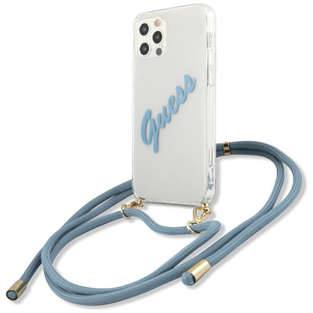 Guess GUHCP12LCRTVSBL iPhone 12 Pro Max 6.7" blå/blå hardcase Script Vintage