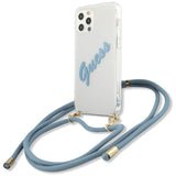 Guess GUHCP12LCRTVSBL iPhone 12 Pro Max 6.7" blå/blå hardcase Script Vintage