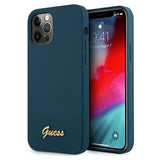 Guess GUHCP12LLSLMGBL iPhone 12 Pro Max 6.7" blå/blå hardcase Metal Logo Script