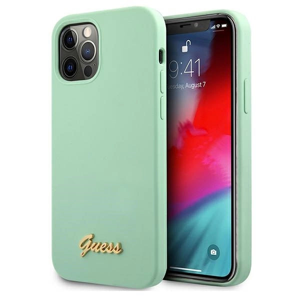 Guess Metal Logo Script Case til iPhone 12 Pro Max 6.7" - Grøn
