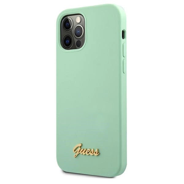 Guess Metal Logo Script Case til iPhone 12 Pro Max 6.7" - Grøn