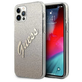 Guess GUHCP12LPCUGLSGO iPhone 12 Pro Max 6.7" guld/guld hardcase Glitter Gradient Script