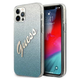 Guess GUHCP12MPCUGLSBL iPhone 12/12 Pro 6.1" blå/blå hardcase Glitter Gradient Script
