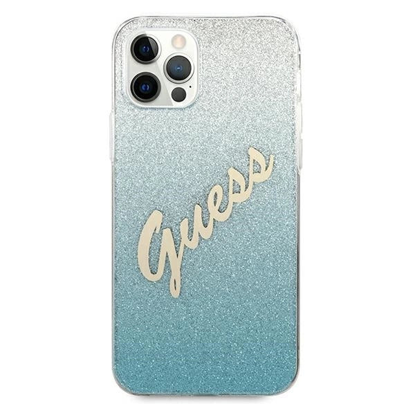Guess GUHCP12MPCUGLSBL iPhone 12/12 Pro 6.1" blå/blå hardcase Glitter Gradient Script