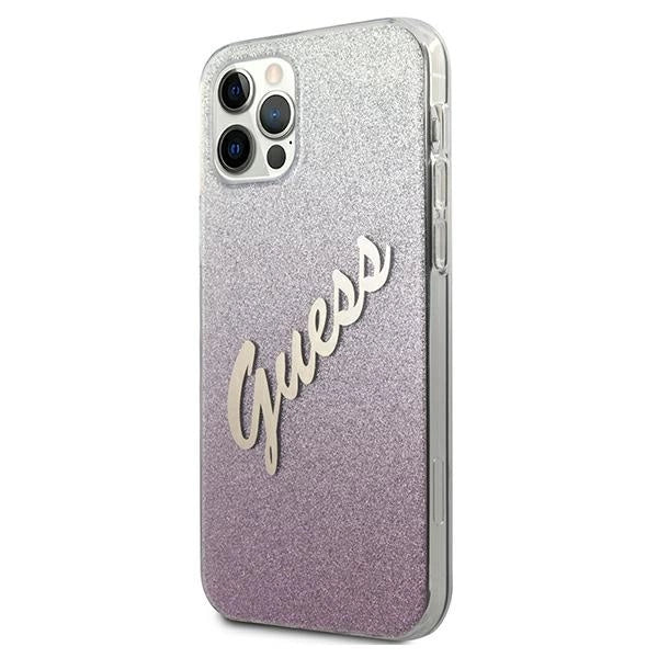 Guess GUHCP12MPCUGLSPI iPhone 12/12 Pro 6.1" pink/pink hardcase Glitter Gradient Script