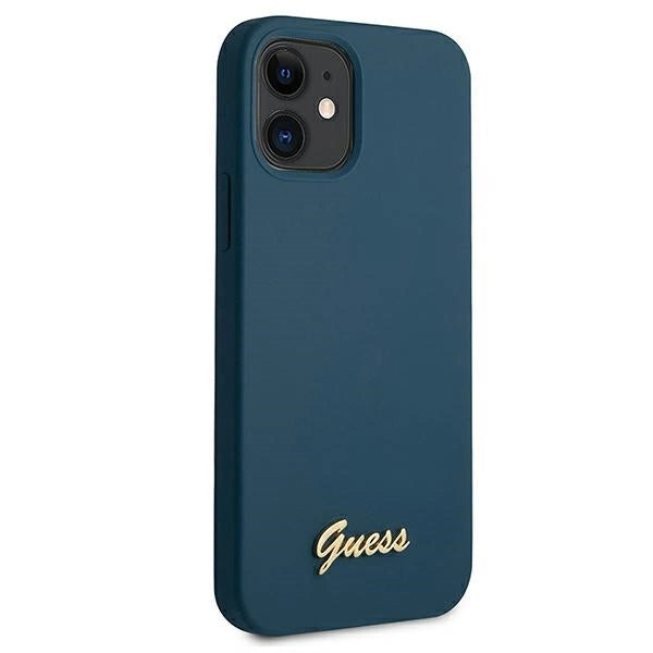 Guess GUHCP12SLSLMGBL iPhone 12 mini 5.4" blå/blå hardcase Metal Logo Script