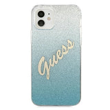 Guess GUHCP12SPCUGLSBL iPhone 12 mini 5.4" blå/blå hardcase Glitter Gradient Script