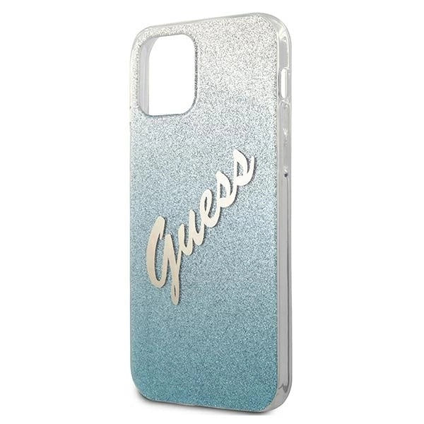 Guess GUHCP12SPCUGLSBL iPhone 12 mini 5.4" blå/blå hardcase Glitter Gradient Script