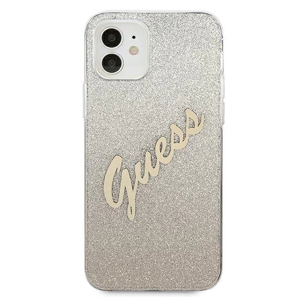 Guess GUHCP12SPCUGLSGO iPhone 12 mini 5.4" guld/guld hardcase Glitter Gradient Script
