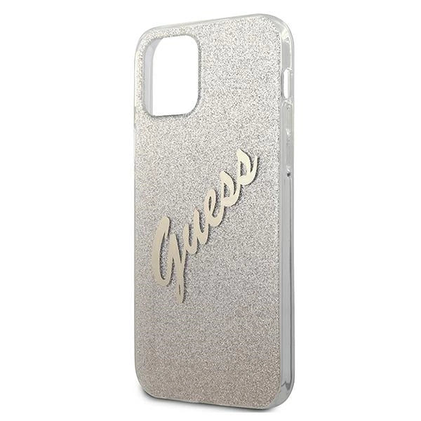 Guess GUHCP12SPCUGLSGO iPhone 12 mini 5.4" guld/guld hardcase Glitter Gradient Script