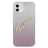 Guess GUHCP12SPCUGLSPI iPhone 12 mini 5.4" pink/pink hardcase Glitter Gradient Script
