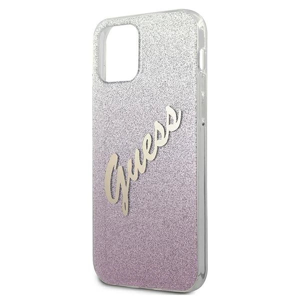 Guess GUHCP12SPCUGLSPI iPhone 12 mini 5.4" pink/pink hardcase Glitter Gradient Script