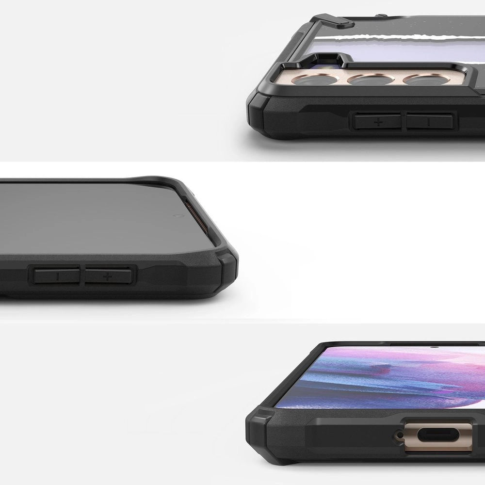 Ringke Fusion X Design holdbar PC-foder med TPU-støvler til Samsung Galaxy S21 + 5G (S21 Plus 5G) sort (Ticket band) (XDSG0052)