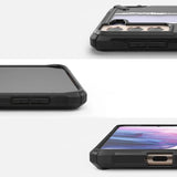 Ringke Fusion X Design holdbar PC-foder med TPU-støvler til Samsung Galaxy S21 + 5G (S21 Plus 5G) sort (Ticket band) (XDSG0052)
