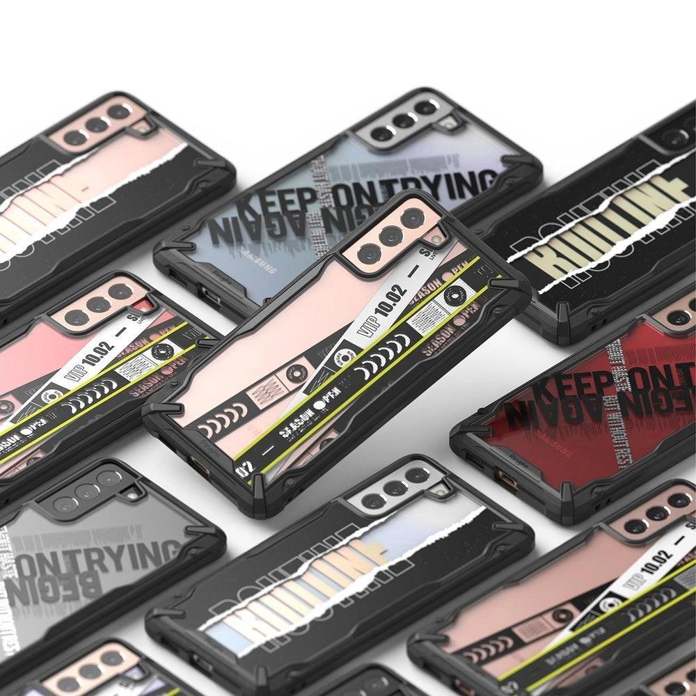 Ringke Fusion X Design holdbar PC-foder med TPU-støjfanger til Samsung Galaxy S21+ 5G (S21 Plus 5G) sort (Routine) (XDSG0054)