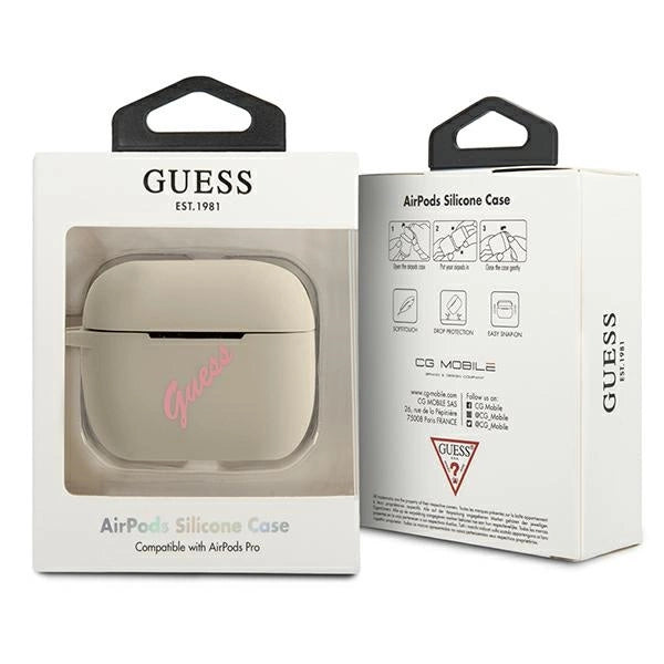 Guess GUACAPLSVSGP AirPods Pro cover grå lyserød/grå lyserød Silicone Vintage