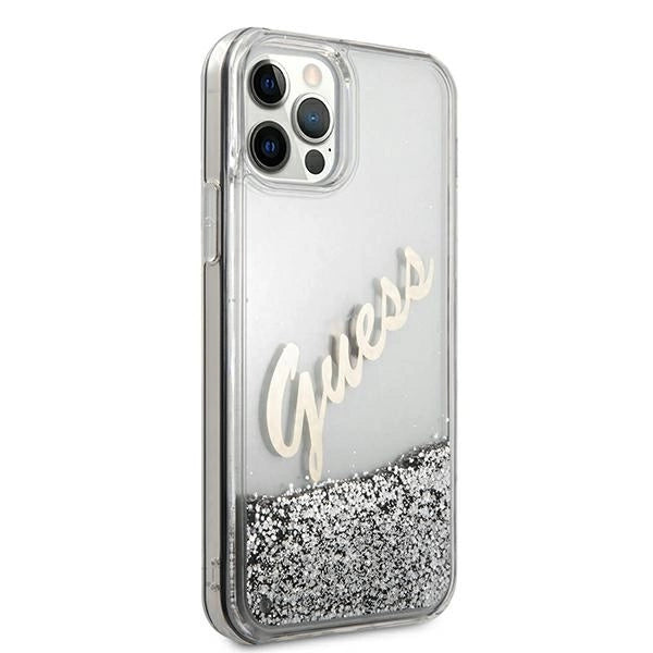 Guess GUHCP12LGLVSSI iPhone 12 Pro Max 6.7" sølv/sølv hardcase Glitter Vintage Script